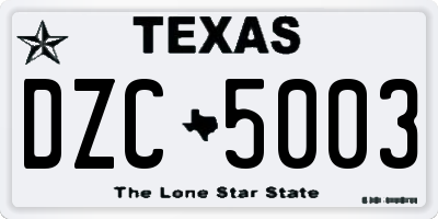 TX license plate DZC5003