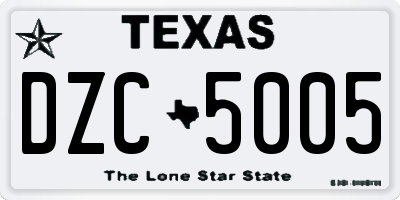 TX license plate DZC5005