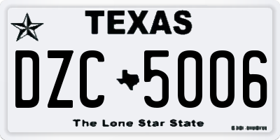 TX license plate DZC5006