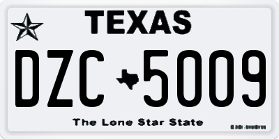 TX license plate DZC5009