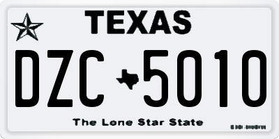 TX license plate DZC5010