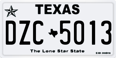 TX license plate DZC5013