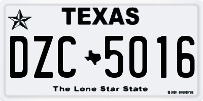 TX license plate DZC5016