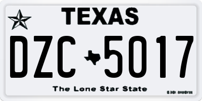 TX license plate DZC5017
