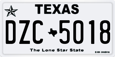 TX license plate DZC5018