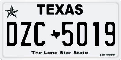 TX license plate DZC5019
