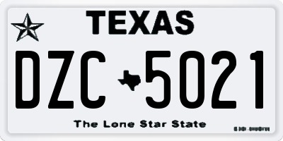 TX license plate DZC5021