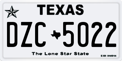 TX license plate DZC5022