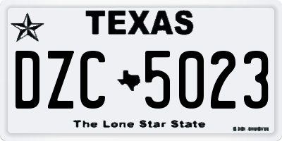 TX license plate DZC5023