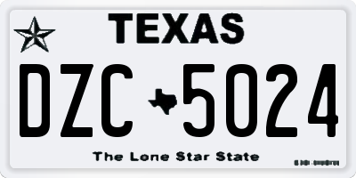 TX license plate DZC5024