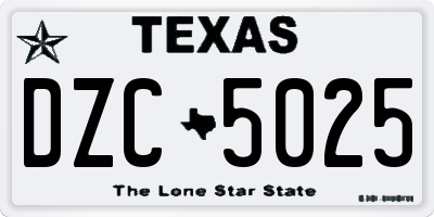 TX license plate DZC5025