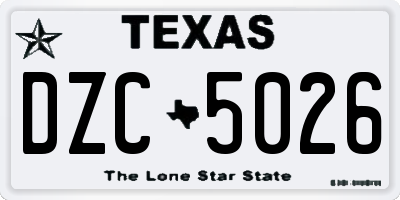 TX license plate DZC5026