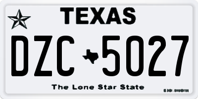 TX license plate DZC5027