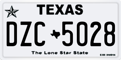 TX license plate DZC5028