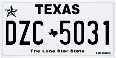 TX license plate DZC5031