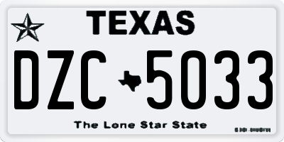 TX license plate DZC5033
