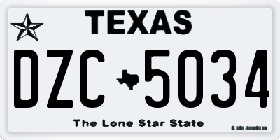 TX license plate DZC5034