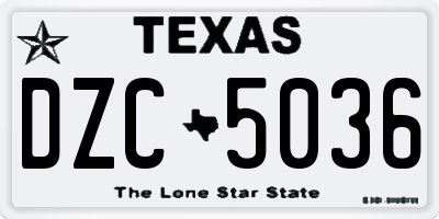 TX license plate DZC5036