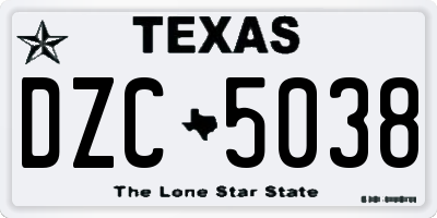 TX license plate DZC5038