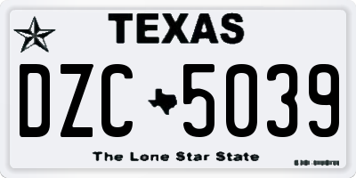TX license plate DZC5039