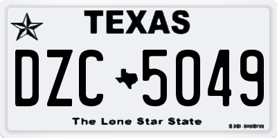 TX license plate DZC5049