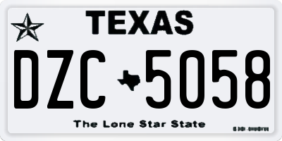 TX license plate DZC5058