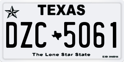 TX license plate DZC5061
