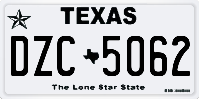 TX license plate DZC5062