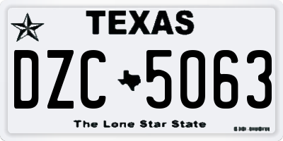 TX license plate DZC5063