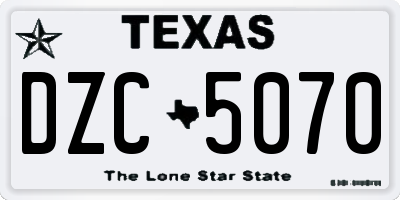 TX license plate DZC5070