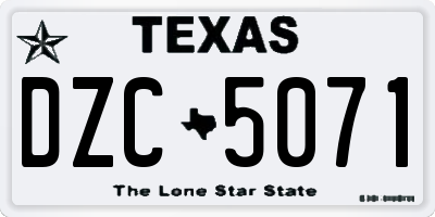 TX license plate DZC5071