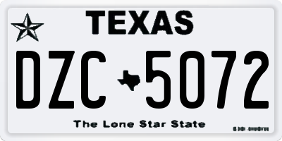 TX license plate DZC5072