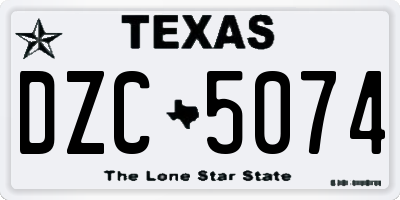 TX license plate DZC5074