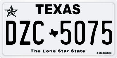 TX license plate DZC5075