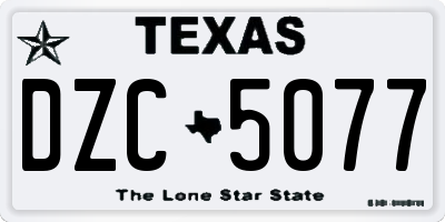 TX license plate DZC5077