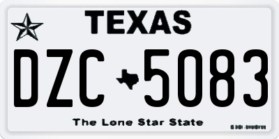 TX license plate DZC5083