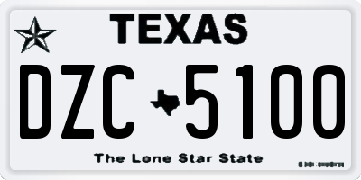 TX license plate DZC5100