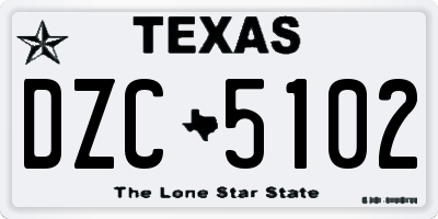 TX license plate DZC5102