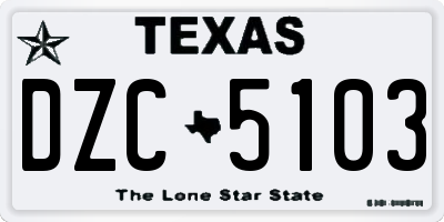 TX license plate DZC5103