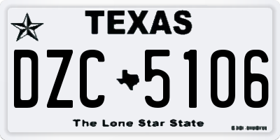 TX license plate DZC5106