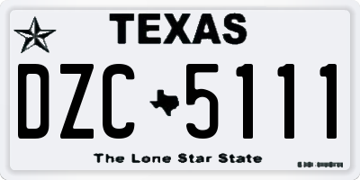 TX license plate DZC5111