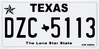 TX license plate DZC5113
