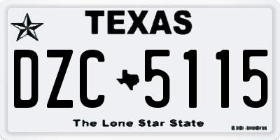 TX license plate DZC5115