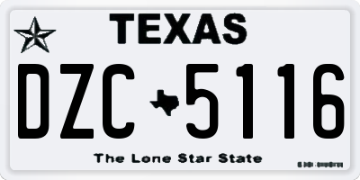 TX license plate DZC5116