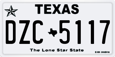 TX license plate DZC5117