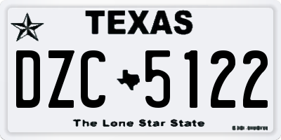 TX license plate DZC5122