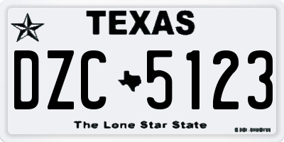 TX license plate DZC5123