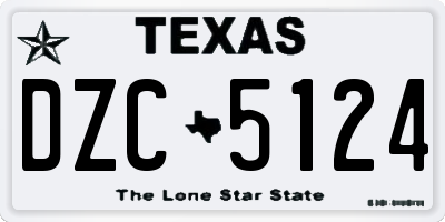 TX license plate DZC5124