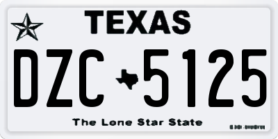 TX license plate DZC5125