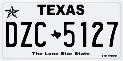 TX license plate DZC5127